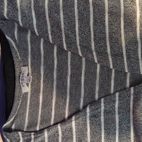 Umgee striped duster length open front side slit grey white cardigan boho beach - Picture 9 of 9